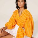 Wyatt Acler The  Puff Balloon Sleeve Cropped Wrap Blouse in Pumpkin Stripe Photo 13