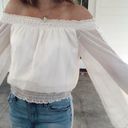 XOXO Gold & White Off the Shoulder Bell Sleeve Top Photo 1