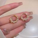 18K Gold Plated White Pearl Hoop Earrings for Women Photo 1