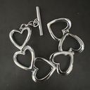 Monet  Open Heart Link Statement Bracelet SIlver Tone Toggle Cuff Boho Chic Chunk Photo 0