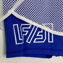 LF  Blue White Logo Mesh Overlay Fishnet Biker Shorts Women's Size Small S NWT Photo 2