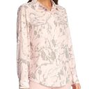 DKNY  Button Up Floral Blouse Dress Shirt Pink Long Sleeve Grey Tree Large Photo 1