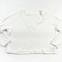 Onzie  V Neck Long Sleeve Micro Fleece Plush Pullover Sweater Layering White M/L Photo 0