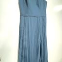 Azazie  Lindie A-Line Pleated Chiffon Floor Length Bridesmaid Dress Dusty Blue 10 Photo 9