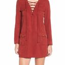 Pam & Gela Lace up Front Long sleeve Utility Dress Burnt orange XS/P Photo 0