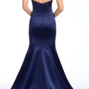 Hayley Paige Occasions Navy Blue Satin Dress Photo 1