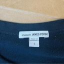 James Perse  Dark Blue Raw Hem Crewneck Sweater Photo 7