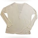 EXPRESS  One Eleven White Lace-Up V-Neckline Long Sleeve Tee Photo 4