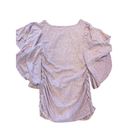 Isabel Maternity  Heathered Purple Short Sleeve Ruffle Top w/  Side Ruching Photo 4