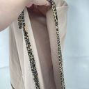 Moda Le  Womens Wrap blanket Sweater Leopard Trim Full Zip Pocket Beige Tan One S Photo 2