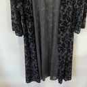 EXPRESS Black Floral Long Line Open Kimono With Sheer Floral Detail Size L Photo 2