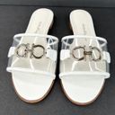 Salvatore Ferragamo  Rhodes Pvc Gancini Logo White Leather Flat Sandals Size US 5 Photo 2