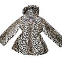 Dennis Basso Brown Leopard Zip Front Faux Fur Coat with Hood and Waist Detail Photo 5