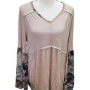 Style & Co . Top Beige M Floral Print Bell Sleeve Babydoll Tunic Top Womens New Photo 0