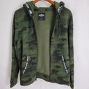 Hollister  Womens Hoodie Small Green Camo Spell Out Trim Full Zip Sweatshirt Photo 6