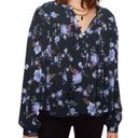 Rebecca Minkoff  Blouse Maggie Top Button Front & Neckties Sz L NWT Floral Black Photo 0