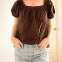 Merona Vintage  Brown Peasant Top Photo 1