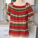 CHAPS  Top Cotton Shirt Womens Medium Red Green Beige Earthy Flowy Photo 0