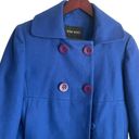 Nine West  Women Wool Jacket 4 Royal Blue Short Length Pea Coat Preppy Classic Photo 11