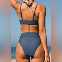 Cupshe NWT  Bikini Set Cut Out High Waisted V Cut Bottom Stone Blue size XL Photo 1