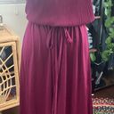 Mulberry Vintage 70s  Wine Spaghetti Strap Elastic Waist Disco Maxi Dress - M Photo 4