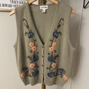 Vintage sleeveless embroidered button up cardigan vest by Alfred Dunner size L Photo 0