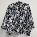 cj banks  3X Button Down Top collared Blazer ¾ Sleeves Black & White Leaves print Photo 1