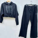 DKNY  Performance Crop Hooded & Macy's Drawstring Track Pants Set Black Women's S Photo 2
