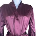 Josie Natori Womens XS 100% Silk Long Robe Burgundy Rich Wine Self Tie Waist Red Photo 2