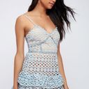 Lulus Blue Crocheted Lace Ruffle Dress Photo 2