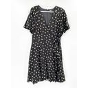 Jill Jill Stuart  Black Floral Print V-Neck Wrap Short Sleeve Mini Dress Size 14 Photo 2