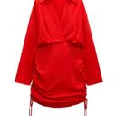 ZARA NEW  Satin effect Draped Mini dress size S Red Photo 0