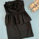 Lilly Pulitzer Mae Rosette Peplum Ruffle Strapless Black Mini Dress Photo 3