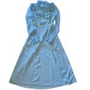 Vintage Dusty Blue Ruffle Collar Prairie Maxi Dress - 1960s Cottagecore Gown Photo 7