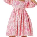 Pink Floral Puff Dress Size M Photo 0