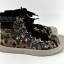 ALLSAINTS  Demmy Celia High Top Sneakers Leopard Canvas Round Toe Tan Black US 8 Photo 2