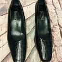 Nordstrom Black Leather/Patent "Croc" Square Toe Heels Womens Size 7.5M. Photo 8