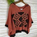 Umgee  Burnt Orange Boho Western Hooded Poncho Shawl Photo 1