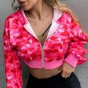 FashioNova Pink Camo Crop Zip Up Photo 4