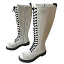 Wild Pair  Boots Ryleep White Black Combat Lace Up Tall Boot Women's Size 5M Photo 2