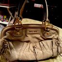 Miu Miu  Soft Beige Leather Frame Satchel with Linen Lining Photo 0