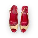Bebe  ᪥ Katie Straw Platform Slingback Heeled Sandals ᪥ Red Leather ᪥ Size 6M ᪥ Photo 6