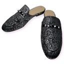 Marc Fisher  Women’s Size 8 Black Silver Foil Wishing Studded Slides Mules Shoes Photo 3