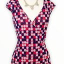 Polka Dot Blouse V Neck Short Sleeve Shirt Red White Black Medium Photo 0