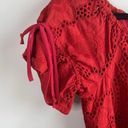 Shoshanna  anthropologie eyelet red belted ruffle midi dress size 2 wedding guest Photo 5