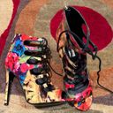 Steve Madden Cynthia Floral Multi Stilettos High Heel Peep Toe Sandals Zipper 8 Photo 1