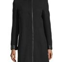 Vince . Mandarin Collar Leather Trim Pea Coat Black 8 Photo 1