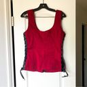 Tripp NYC Joan Jett Top Lace-Up Zipper-Front Vest Corset Red Black M GUC Photo 3