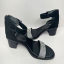 Zodiac  Sandals Womens 7.5 Black Leather Ankle-Strap Block-Heel Rhinestone Zip Photo 3