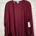 Nine West  Women’s Burgundy Rib Knit Duster Cardigan Sweater, NWT, Small MSRP $40 Photo 2